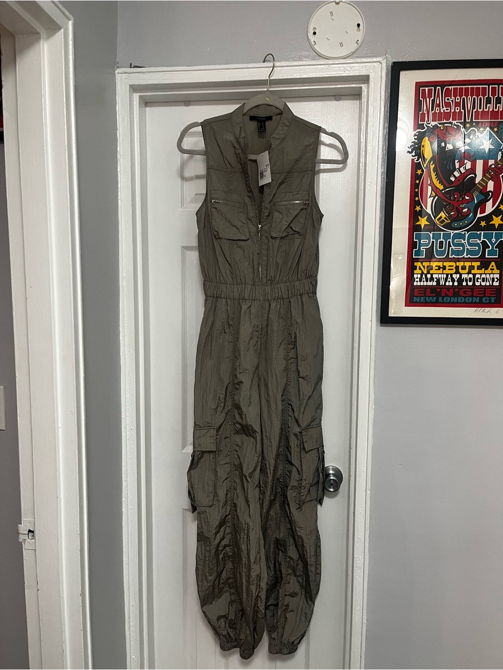 Sleeveless Utility Jumpsuit in Olive Green